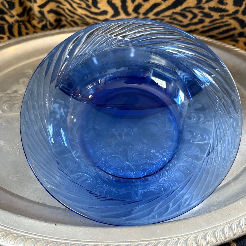 Pyrex Festiva Cobalt Blue Glass Swirl Soup Cereal Bowl Set Of 2